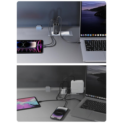 Φορτιστής Δικτύου με Καλώδιο USB-C Joyroom TCG01, 65W, 3.25A, 1 x USB-A - 2 x USB-C, Μαύρο