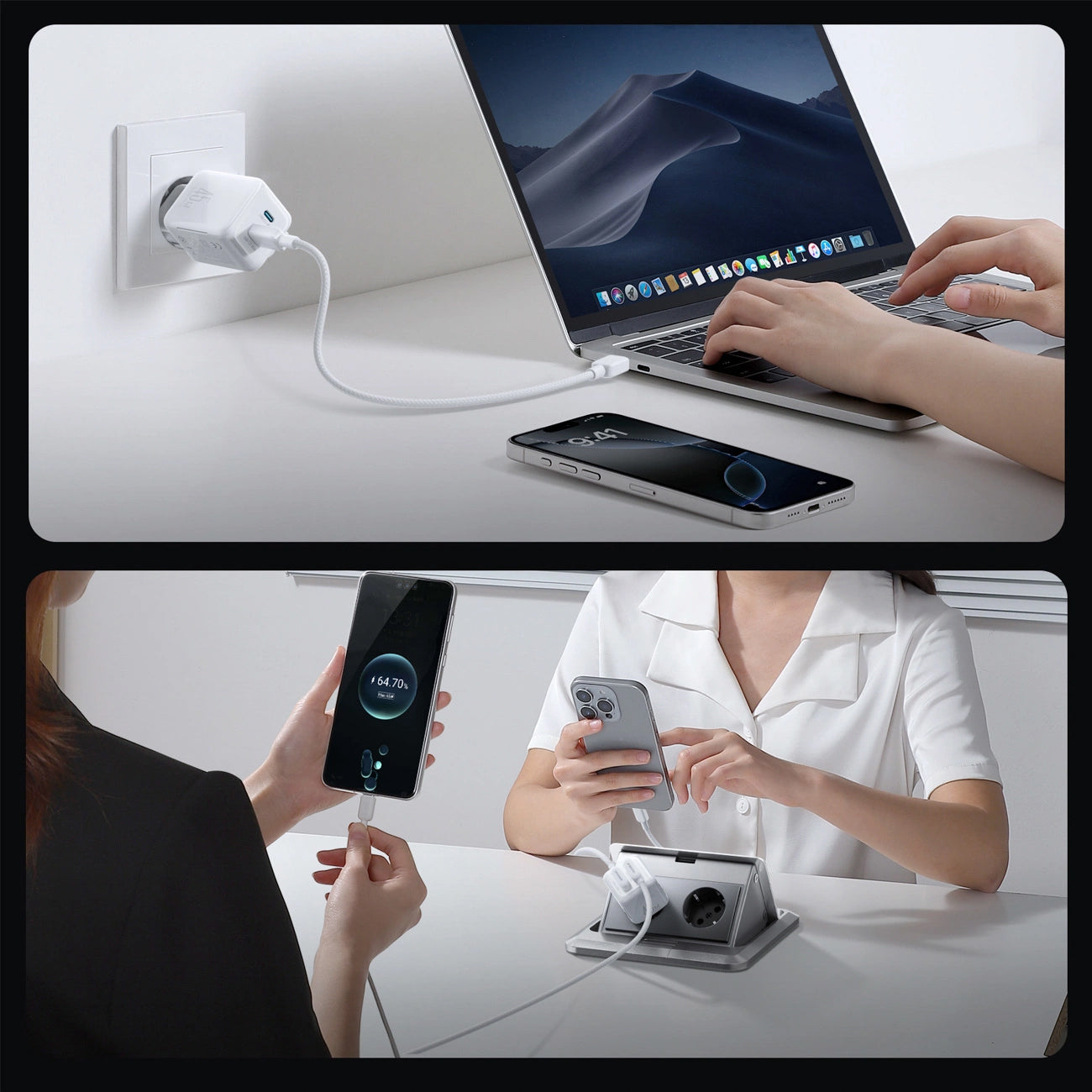 Φορτιστής Δικτύου με Καλώδιο USB-C Joyroom JR-TCL05, 45W, 3A, 2 x USB-C, Λευκό