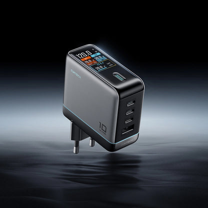 Φορτιστής Δικτύου με Καλώδιο USB-C Cuktech AD1204U Οθόνη, 120W, 6A, 1 x USB-A - 2 x USB-C, Ασημί