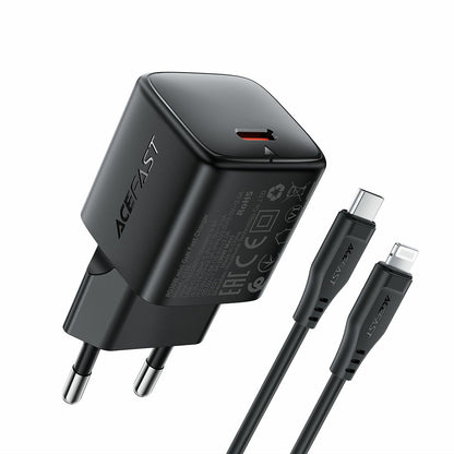 Φορτιστής Δικτύου με Καλώδιο Lightning Acefast A118, 30W, 3A, 1 x USB-C, Μαύρο