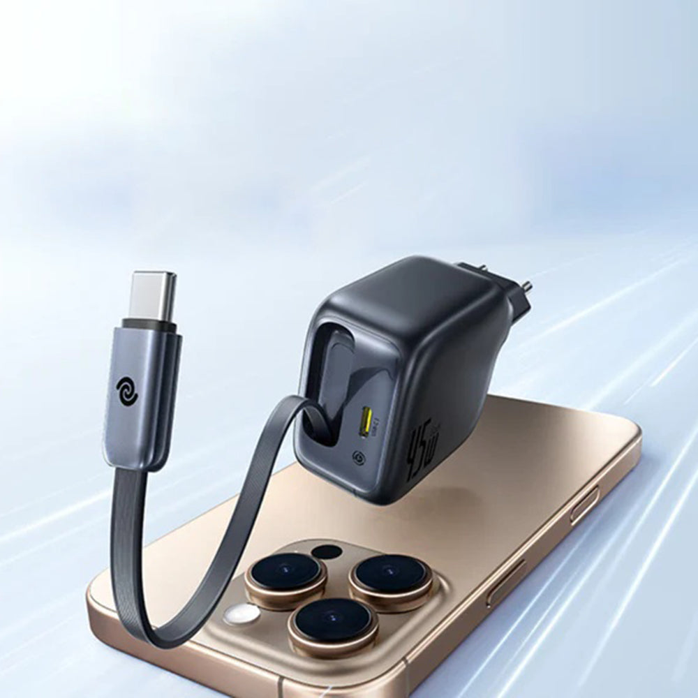 Φορτιστής Δικτύου με Καλώδιο USB-C Baseus EnerCore CJ11, 45W, 3A, 1 x USB-C, Μαύρο Z0004800