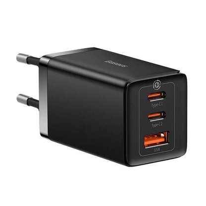Φορτιστής Δικτύου με Καλώδιο USB-C Baseus GaN5 Pro, 65W, 3.25A, 1 x USB-A - 2 x USB-C, Μαύρος C0206500