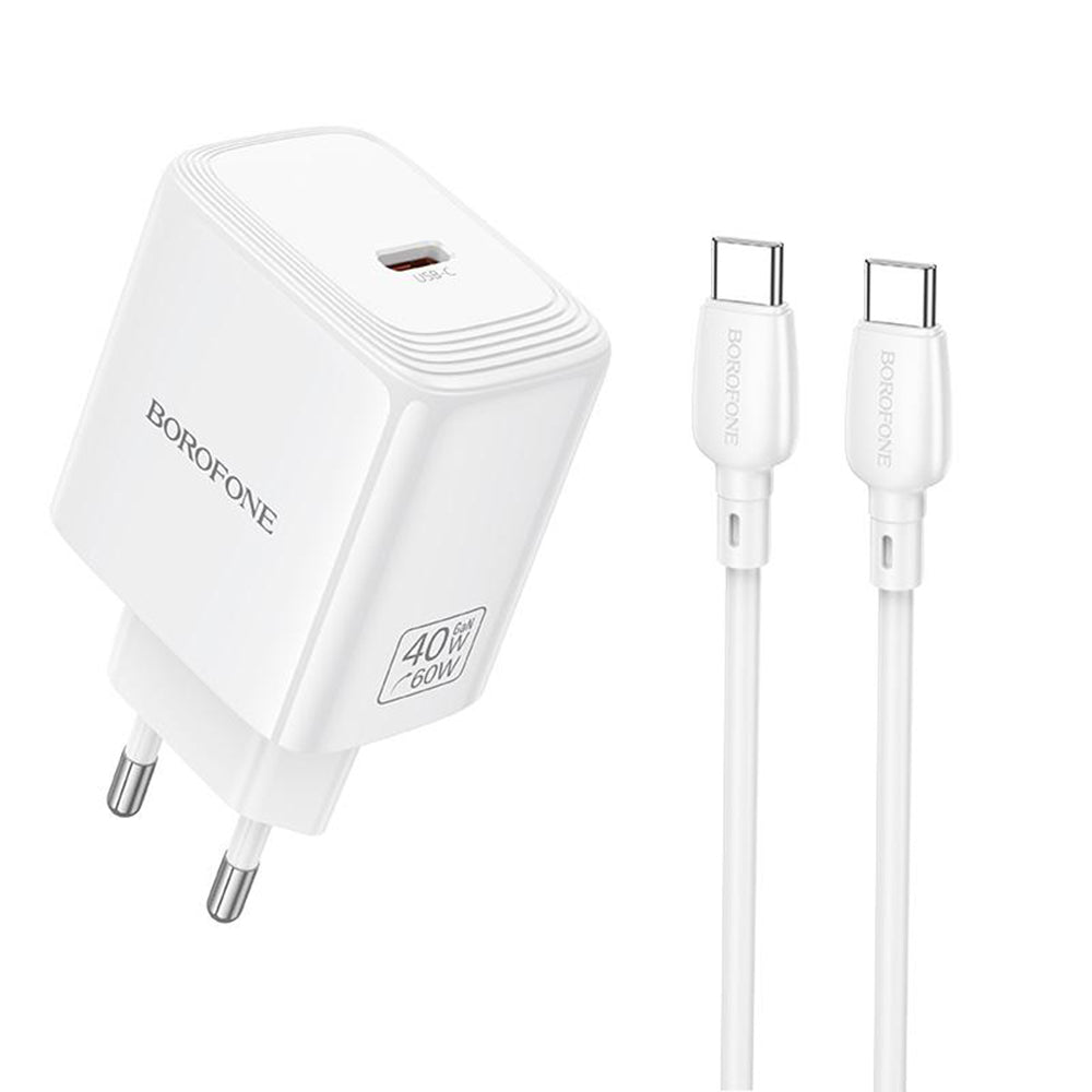 Φορτιστής Δικτύου με Καλώδιο USB-C Borofone BN33 Fuente, 40W, 1 x USB-C, Λευκό