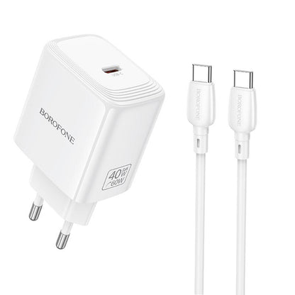 Φορτιστής Δικτύου με Καλώδιο USB-C Borofone BN33 Fuente, 40W, 1 x USB-C, Λευκό