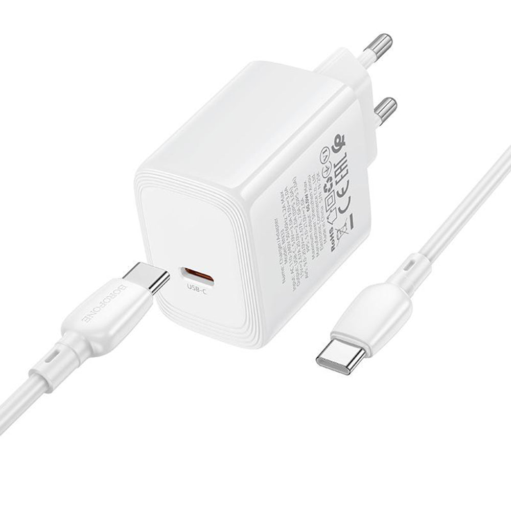 Φορτιστής Δικτύου με Καλώδιο USB-C Borofone BN33 Fuente, 40W, 1 x USB-C, Λευκό