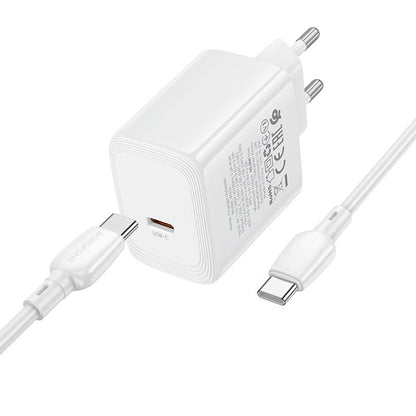 Φορτιστής Δικτύου με Καλώδιο USB-C Borofone BN33 Fuente, 40W, 1 x USB-C, Λευκό