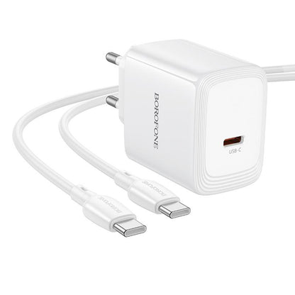 Φορτιστής Δικτύου με Καλώδιο USB-C Borofone BN33 Fuente, 40W, 1 x USB-C, Λευκό