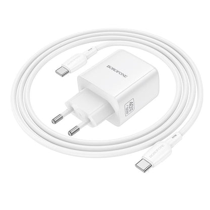 Φορτιστής Δικτύου με Καλώδιο USB-C Borofone BN33 Fuente, 40W, 1 x USB-C, Λευκό