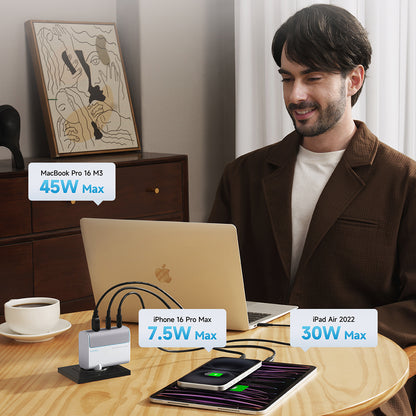 Φορτιστής Δικτύου με Καλώδιο USB-C Cuktech, 100W, 5A, 1 x USB-A - 2 x USB-C, Λευκό CKAD1003EUGW