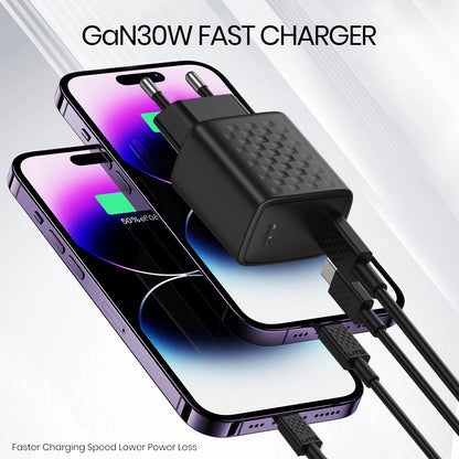 Φορτιστής Δικτύου με Καλώδιο USB-C Lito LC17T, 30W, 3A, 1 x USB-C, Μαύρο