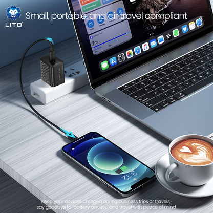 Network Charger with USB-C Cable Lito LC20T, 45W, 3A, 1 x USB-C, Black