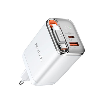 Φορτιστής Δικτύου με Καλώδιο USB-C McDodo CH-4103 FreeGo Display, 67W, 3.35A, 1 x USB-A - 1 x USB-C, Λευκό