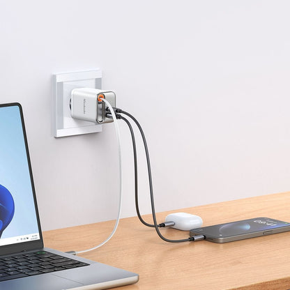 Φορτιστής Δικτύου με Καλώδιο USB-C McDodo CH-4103 FreeGo Display, 67W, 3.35A, 1 x USB-A - 1 x USB-C, Λευκό