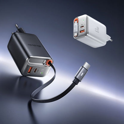 Φορτιστής Δικτύου με Καλώδιο USB-C McDodo CH-4103 FreeGo Display, 67W, 3.35A, 1 x USB-A - 1 x USB-C, Λευκό