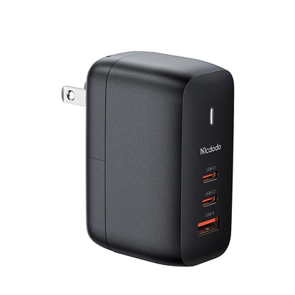 Φορτιστής Δικτύου με Καλώδιο USB-C McDodo CH-8442 Mecha Travel, 65W, 5A, 1 x USB-A - 2 x USB-C, Μαύρο