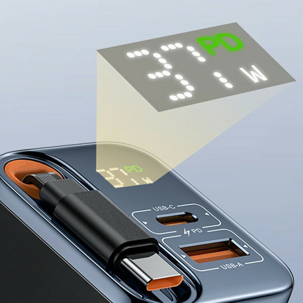 Φορτιστής Δικτύου με Καλώδιο USB-C Yesido YC100 Display, 67W, 3.35A, 1 x USB-A - 1 x USB-C, Μαύρο