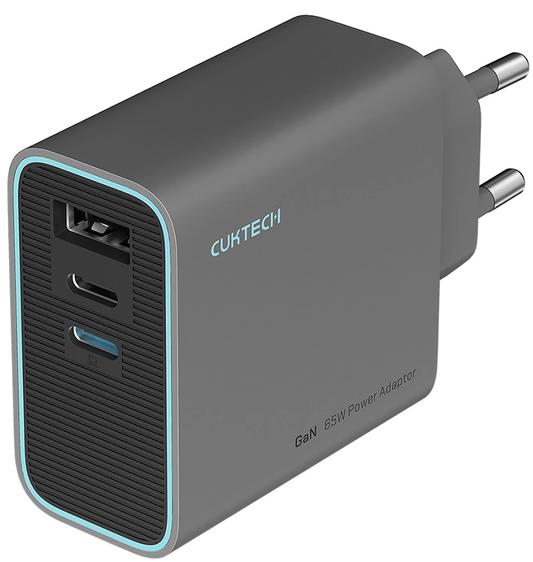 Φορτιστής Δικτύου Cuktech, 65W, 3A, 1 x USB-A - 2 x USB-C, Γκρι CUKAD653EUGR