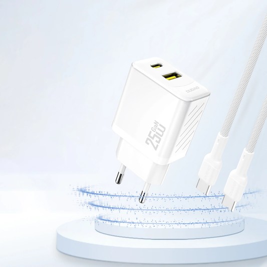 Dudao A26T Network Charger, 25W, 3A, 1 x USB-A - 1 x USB-C, White