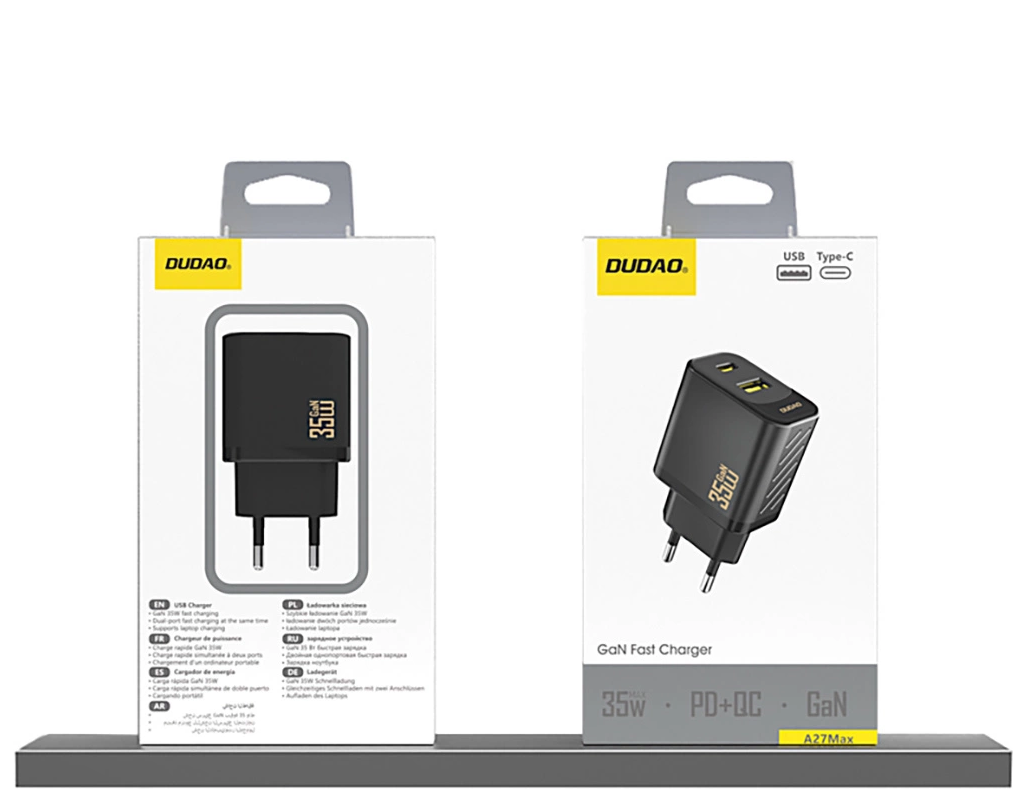 Φορτιστής Δικτύου Dudao A27 Max, 35W, 1 x USB-A - 1 x USB-C, Μαύρο