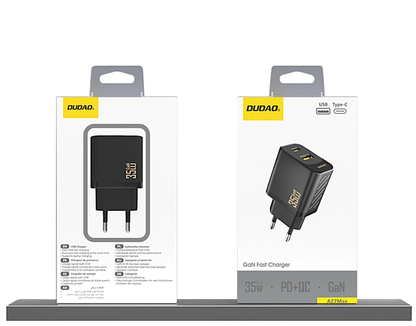 Φορτιστής Δικτύου Dudao A27 Max, 35W, 1 x USB-A - 1 x USB-C, Μαύρο