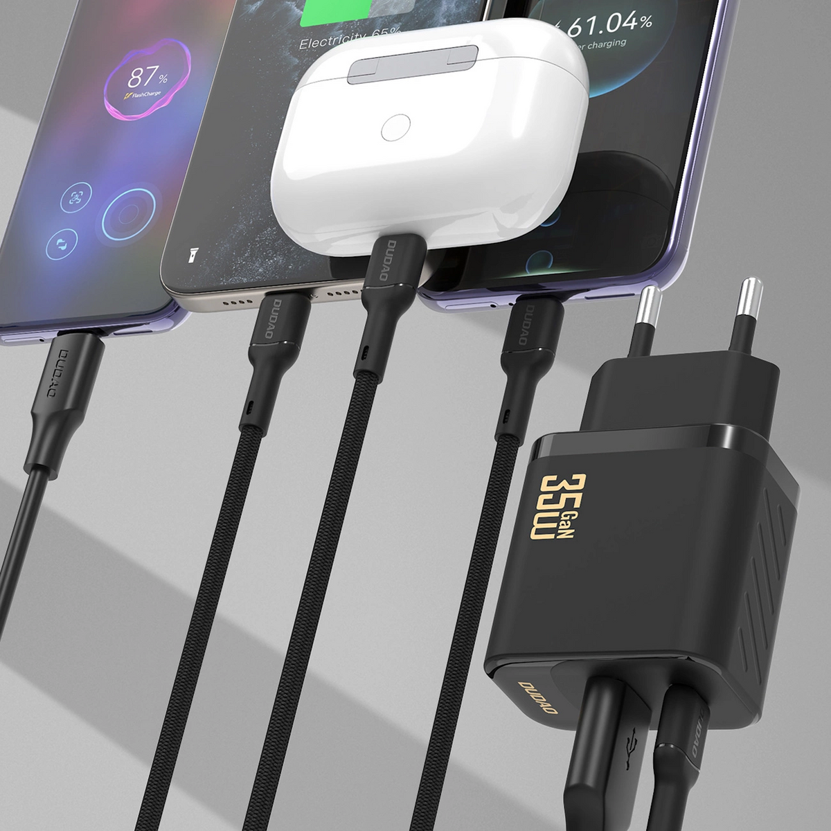 Φορτιστής Δικτύου Dudao A27 Max, 35W, 1 x USB-A - 1 x USB-C, Μαύρο