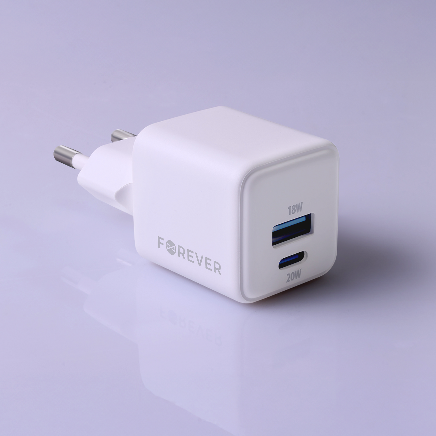 Φορτιστής Δικτύου Forever TC-08-20AC, 20W, 3A, 1 x USB-A - 1 x USB-C, Λευκό