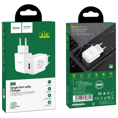 Φορτιστής Δικτύου HOCO N2, 10W, 2A, 1 x USB-A, Λευκό
