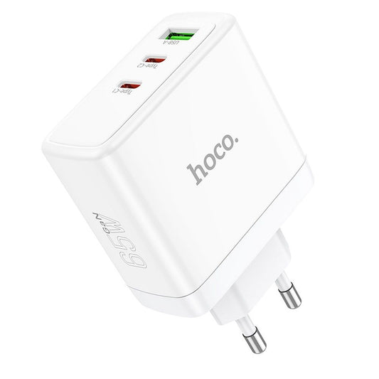 HOCO N30 Network Charger, 65W, 3.25A, 1 x USB-A - 2 x USB-C, White