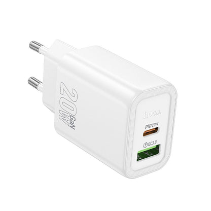 Φορτιστής Δικτύου HOCO N61, 20W, 3A, 1 x USB-A - 1 x USB-C, Λευκό