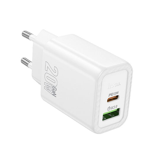 Φορτιστής Δικτύου HOCO N61, 20W, 3A, 1 x USB-A - 1 x USB-C, Λευκό