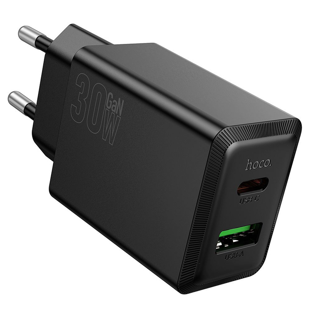 Φορτιστής Δικτύου HOCO N71, 30W, 3A, 1 x USB-A - 1 x USB-C, Μαύρο