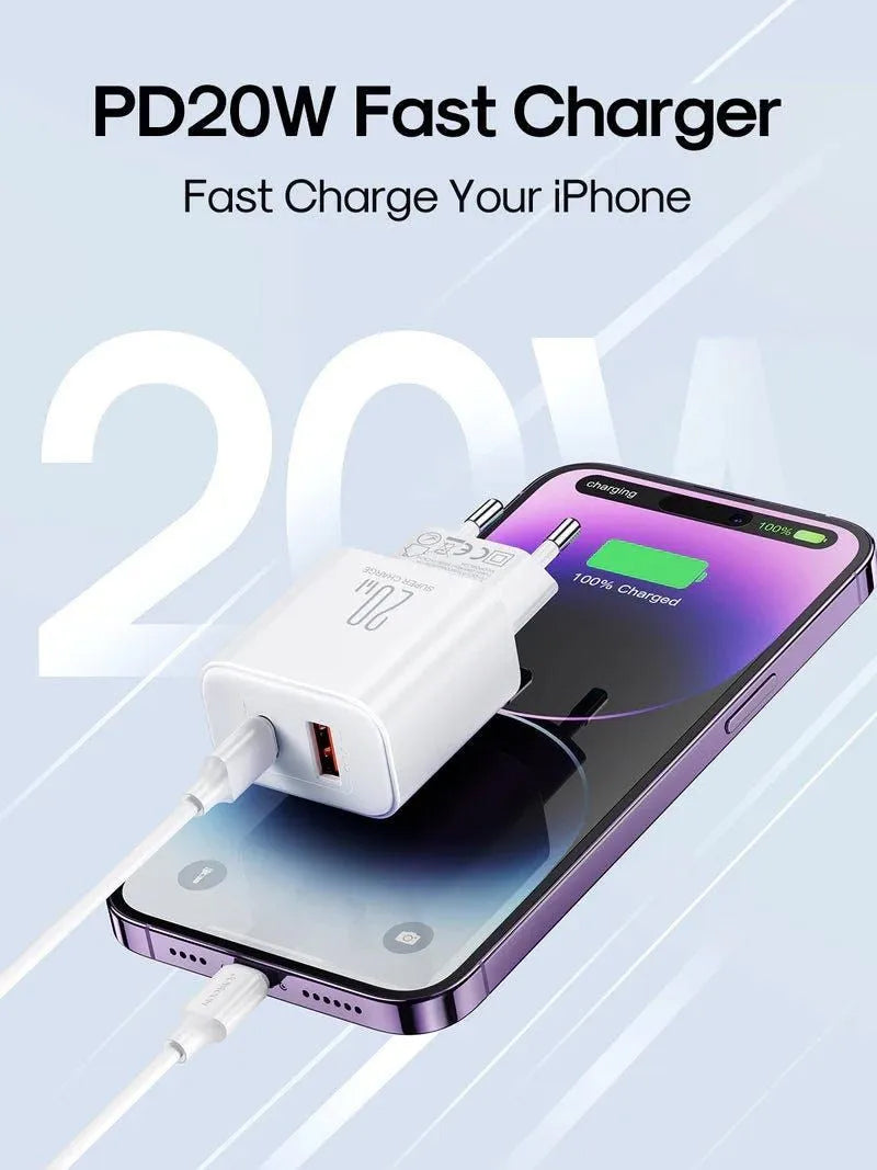 Φορτιστής Δικτύου Joyroom JR-TCF05, 20W, 3A, 1 x USB-A - 1 x USB-C, Λευκό