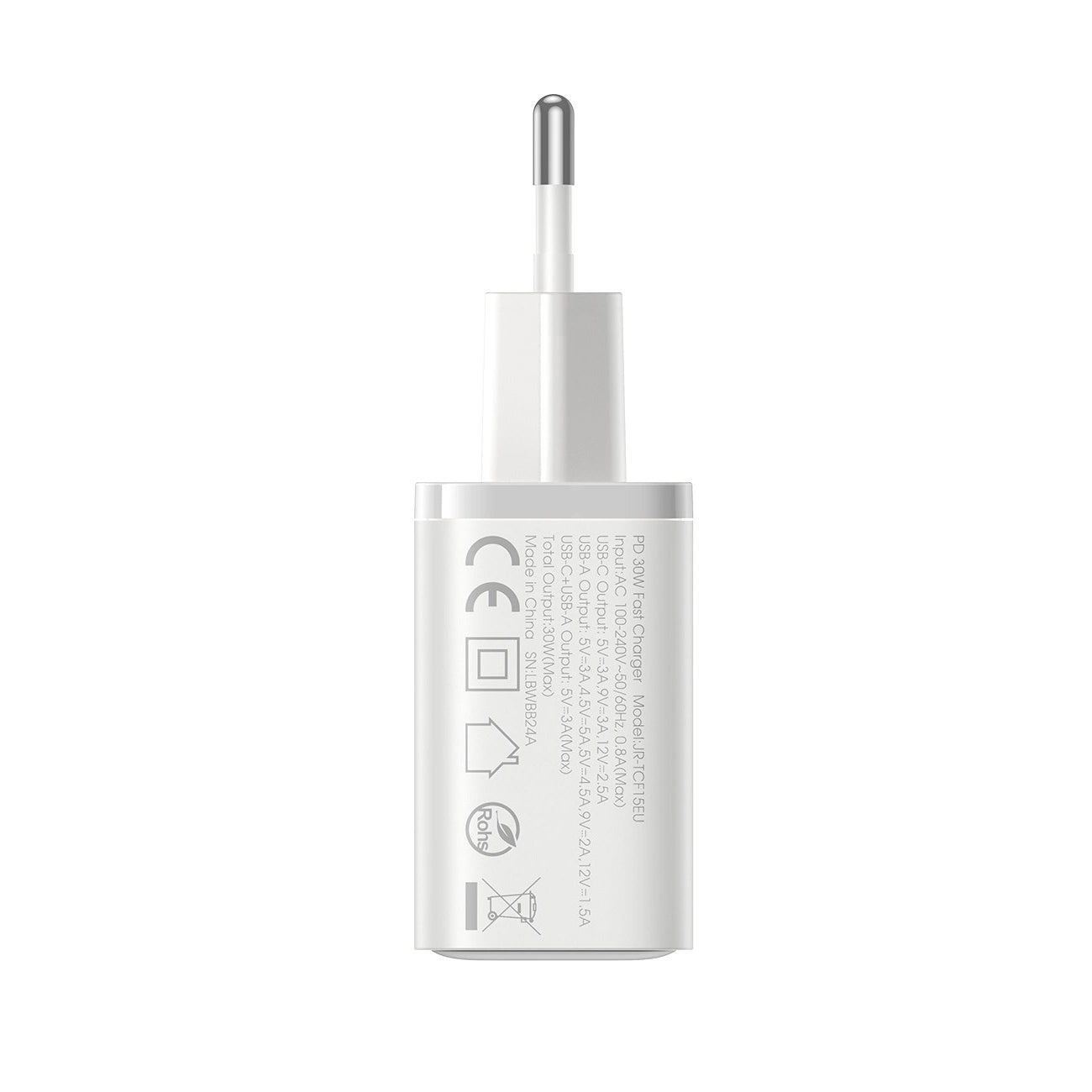 Φορτιστής Δικτύου Joyroom JR-TCF15, 30W, 5A, 1 x USB-A - 1 x USB-C, Λευκό