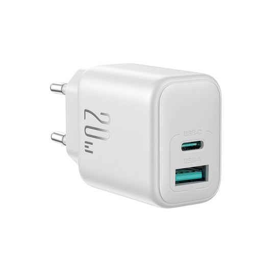 Φορτιστής Δικτύου Joyroom JR-TCF21, 20W, 3A, 1 x USB-A - 1 x USB-C, Λευκό