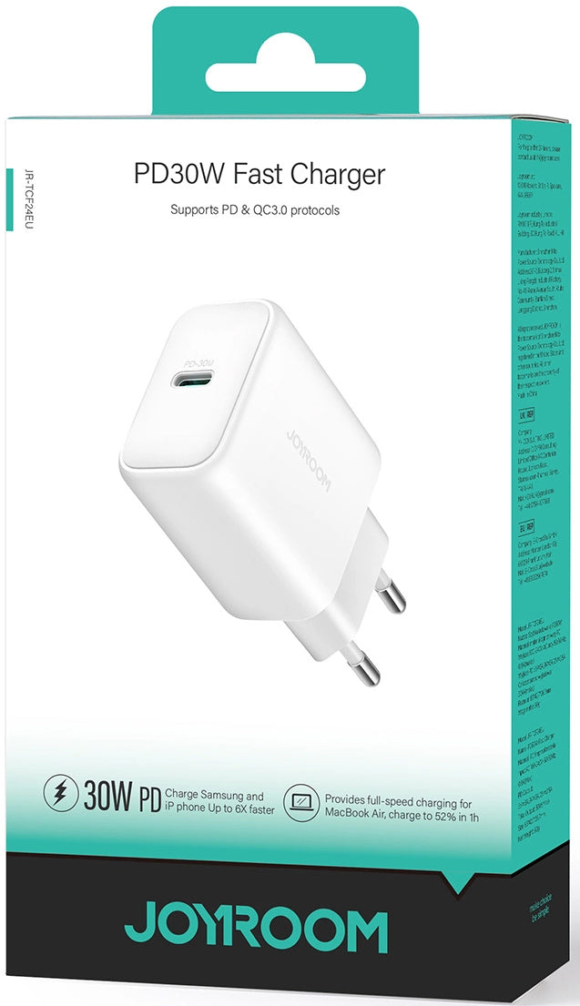 Φορτιστής Δικτύου Joyroom JR-TCF24, 30W, 3A, 1 x USB-C, Λευκό
