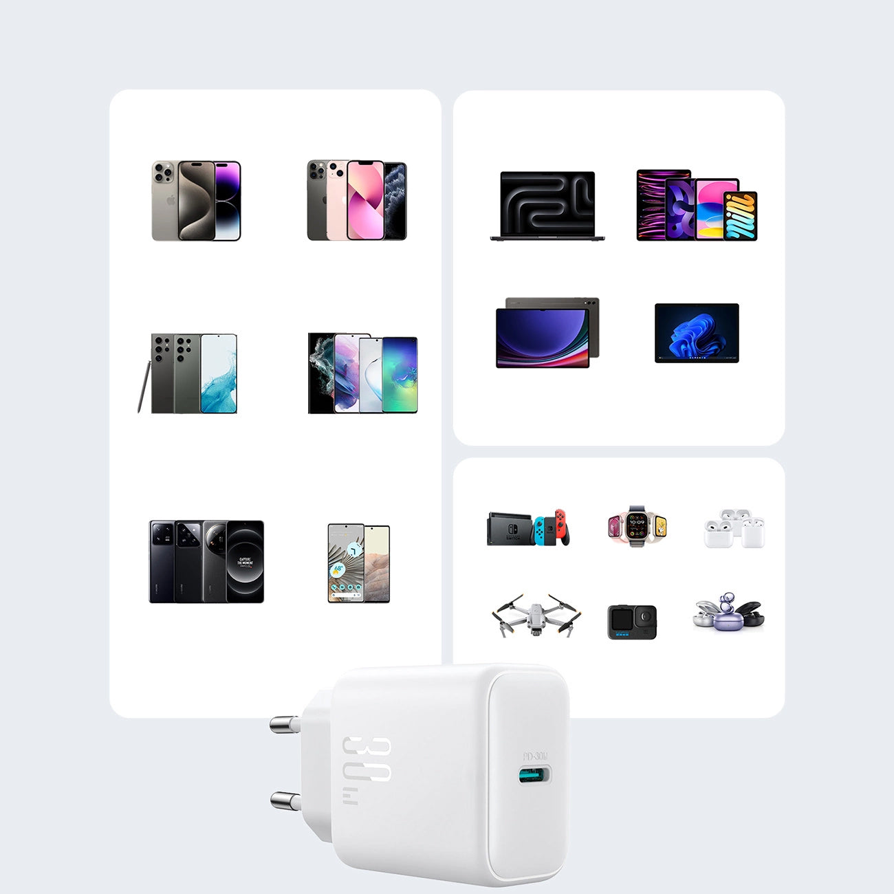 Φορτιστής Δικτύου Joyroom JR-TCF24, 30W, 3A, 1 x USB-C, Λευκό