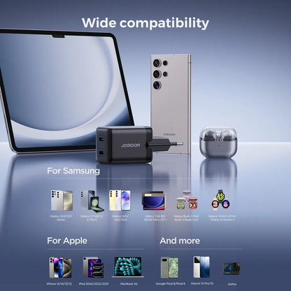 Φορτιστής Δικτύου Joyroom JR-TCG17, 45W, 3A, 2 x USB-C, Μαύρο
