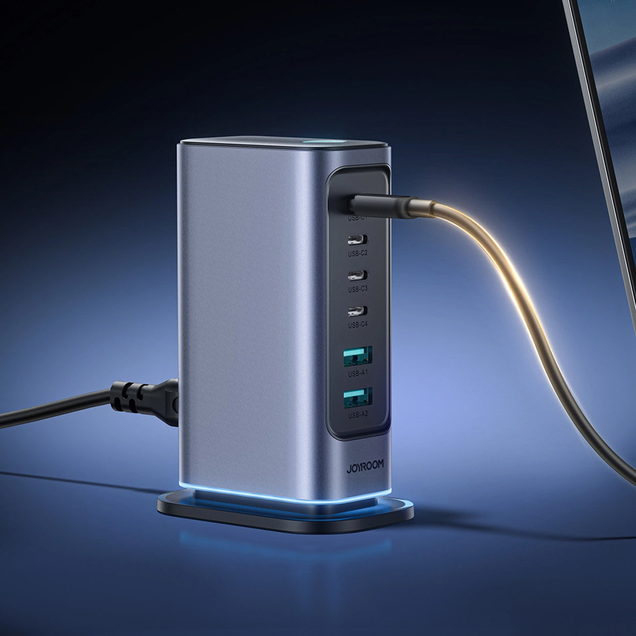 Φορτιστής Σταθμός Joyroom JR-TCM02, 65W, 3.25A, 2 x USB-A - 4 x USB-C, Γκρι