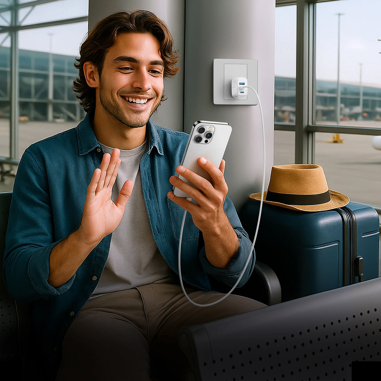 Joyroom JR-TG6 Network Charger, 30W, 3A, 1 x Lightning - 1 x USB-A - 1 x USB-C, White