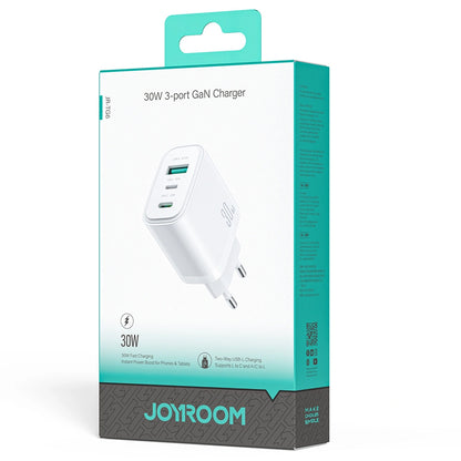 Joyroom JR-TG6 Network Charger, 30W, 3A, 1 x Lightning - 1 x USB-A - 1 x USB-C, White