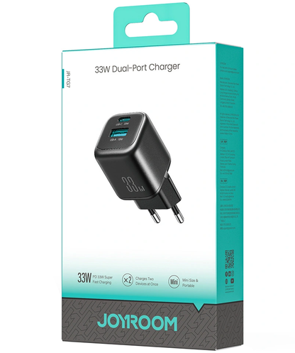 Φορτιστής Δικτύου Joyroom JR-TG7, 33W, 3A, 1 x USB-A - 1 x USB-C, Μαύρο