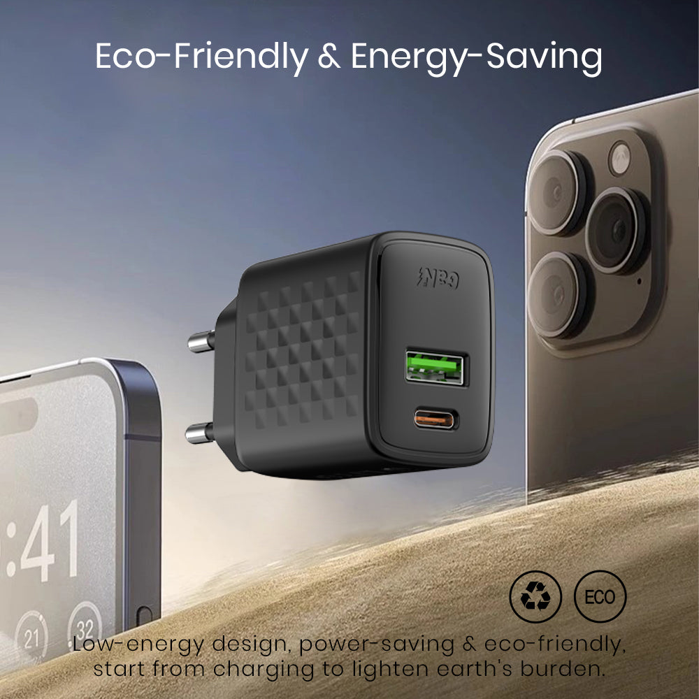 Φορτιστής Δικτύου Lito LC15, 20W, 3A, 1 x USB-A - 1 x USB-C, Μαύρο