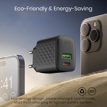 Φορτιστής Δικτύου Lito LC15, 20W, 3A, 1 x USB-A - 1 x USB-C, Μαύρο