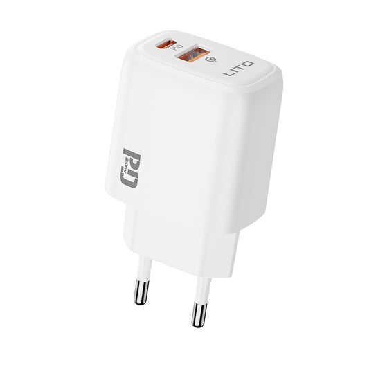 Φορτιστής Δικτύου Lito LC28, 20W, 3A, 1 x USB-A - 1 x USB-C, Λευκό