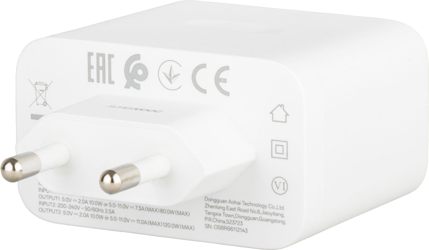 OnePlus Wall Charger, 120W, 1 x USB-A, White