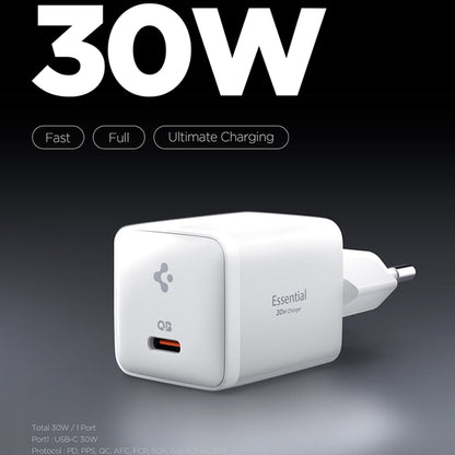 Spigen EE301EU Essential Network Charger, 30W, 3A, 1 x USB-C, White KF2363556