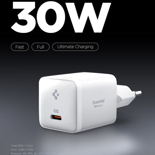 Φορτιστής Δικτύου Spigen EE301EU Essential, 30W, 3A, 1 x USB-C, Λευκό ACH09492