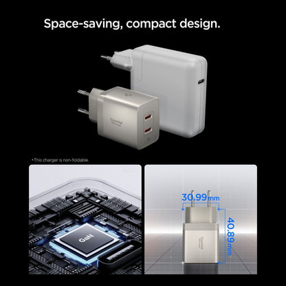 Φορτιστής Δικτύου Spigen EE472EU Essential, 47W, 3A, 2 x USB-C, Γκρι Τιτάνιο ACH10451