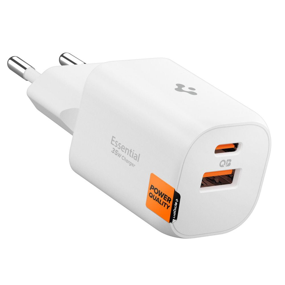 Spigen Essential Network Charger, 35W, 3A, 1 x USB-A - 1 x USB-C, White ACH09462