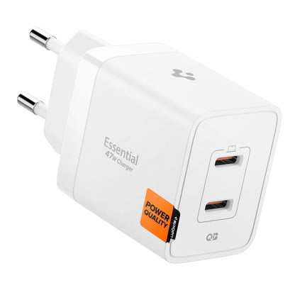 Φορτιστής Δικτύου Spigen Essential, 47W, 3A, 2 x USB-C, Λευκό ACH08707
